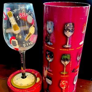 Lolita Hand Painted Wine Glass with Recipe on Bottom.